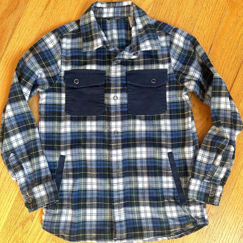 SOLD 🛍️ Kids L.L.Bean Button Up Shirt Size 6X-7 Bean Flex Flannel Shirt Plaid